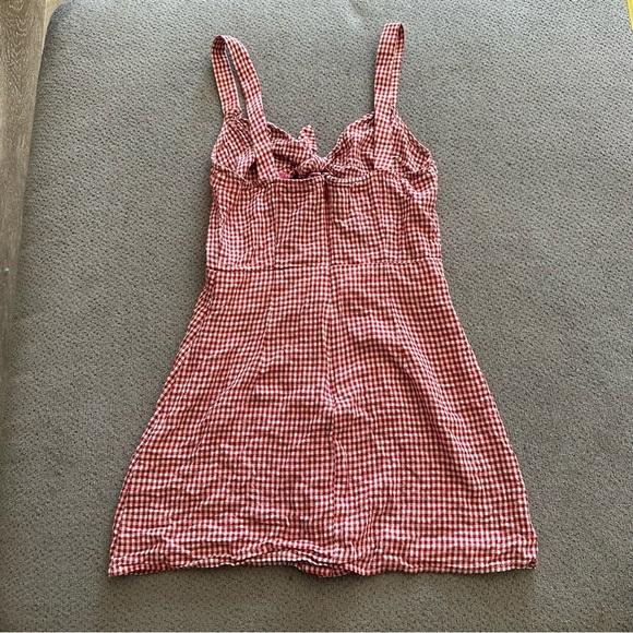 Tularosa Erica Mini Dress Cherry Red White Plaid Gingham XS - Picture 5 of 5